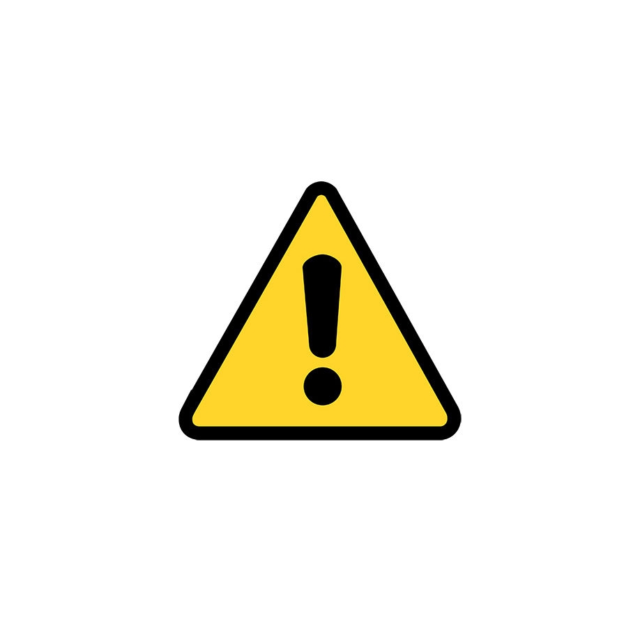 Yellow caution symbol on a white background. 